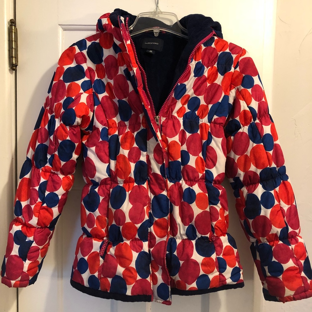 Girl’s Land’s End down winter coat, size M, 10-12.